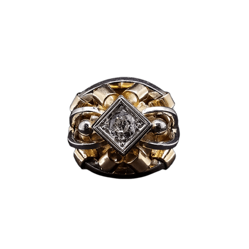 Tank - Bague en or jaune et blanc diamants