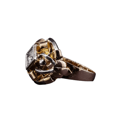 Tank - Bague en or jaune et blanc diamants