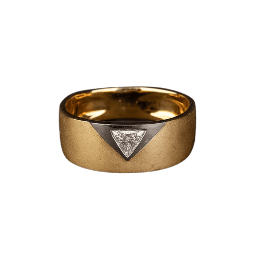 Vintage - Bague chevalière en or jaune et diamant 0,48 ct