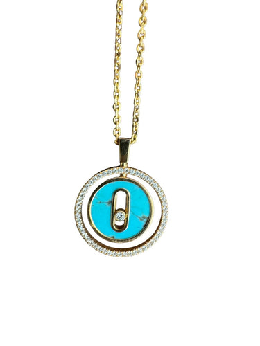 Messika - Collier Lucky Move en or jaune 750 millièmes et turquoise