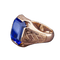 Chevalière - Bague en or jaune 14K avec verre cobalt