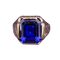 Chevalière - Bague en or jaune 14K avec verre cobalt