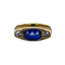 Chevalière - Bague en or jaune 18K avec diamants et verre cobalt