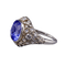 Art déco - Bague en or blanc 18K, saphir synthétique et diamants