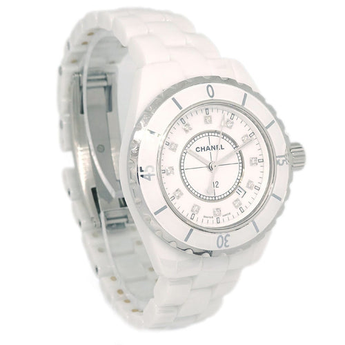 Montre Chanel J12 - Montre quartz en céramique et acier avec diamants 58 Facettes kgizel3xi7