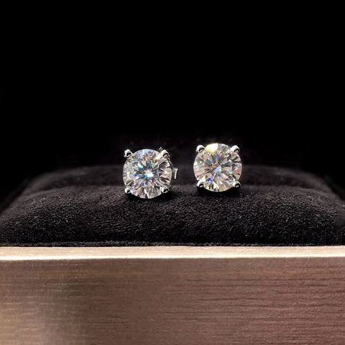 AITCHES - Boucles d'oreilles solitaires diamants en or blanc 18K
