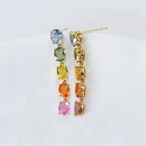 AITCHES - Boucles d'oreilles saphirs arc-en-ciel en or 18K