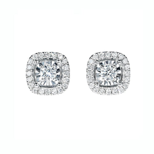 AITCHES - Boucles d'oreilles puces Embrace halo diamants en or blanc 18K