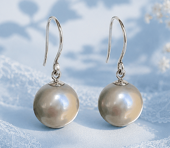 Boucles d’oreilles pendantes - Perles de culture de Tahiti rondes en or blanc 18K