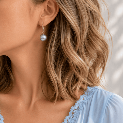 Boucles d’oreilles pendantes - Perles de culture de Tahiti rondes en or blanc 18K