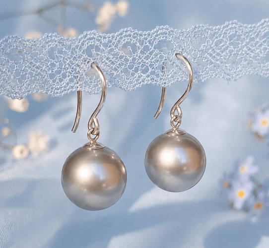 Boucles d’oreilles pendantes - Perles de culture de Tahiti rondes en or blanc 18K
