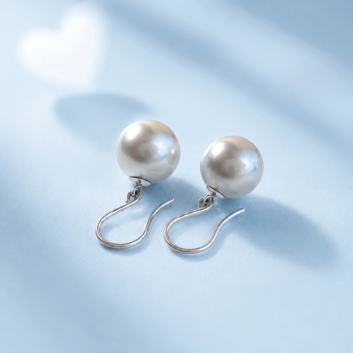 Boucles d’oreilles pendantes - Perles de culture de Tahiti rondes en or blanc 18K