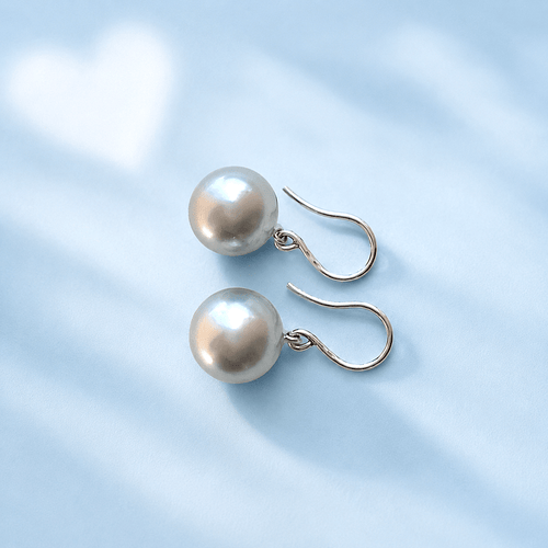 Boucles d’oreilles pendantes - Perles de culture de Tahiti rondes en or blanc 18K