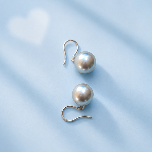 Boucles d’oreilles pendantes - Perles de culture de Tahiti rondes en or blanc 18K