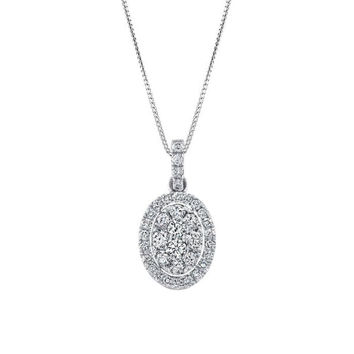 AITCHES - Collier cluster ovale en or blanc 18K et diamants
