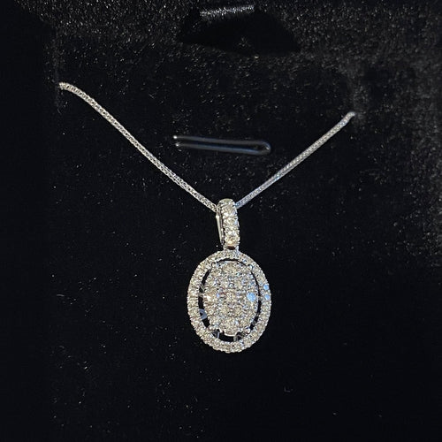 AITCHES - Collier cluster ovale en or blanc 18K et diamants