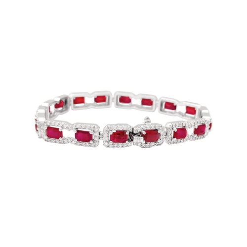 Bracelet Bracelet or blanc, diamants et rubis. 58 Facettes 35546