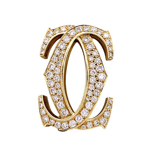 Broche Broche Cartier, "Double C", or jaune, diamants. 58 Facettes 35457