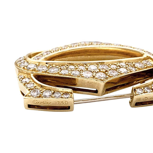 Broche Broche Cartier, "Double C", or jaune, diamants. 58 Facettes 35457