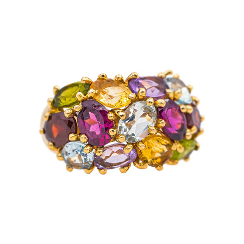 Bague 55 Bague  Cocktail Or jaune Grenat, Aigue-marine, Péridot 58 Facettes 5560099CN