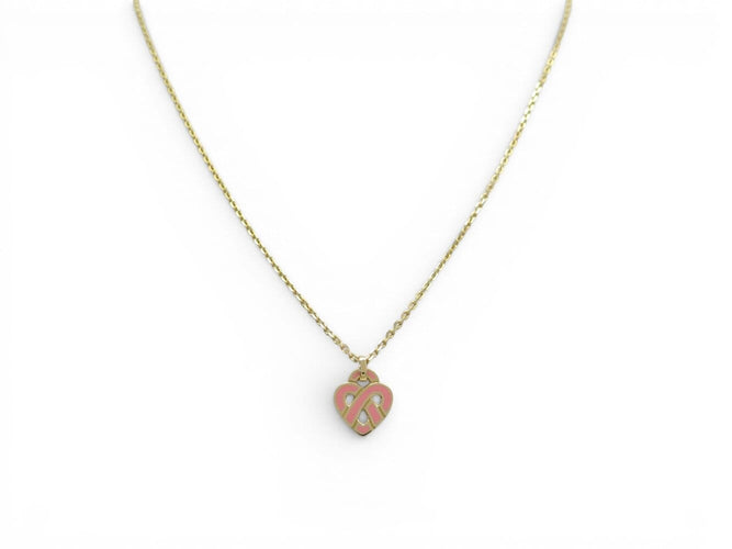 Collier pendentif POIRAY coeur entrelace pm en or rose 18k +chaine 9k boite 58 Facettes 274664