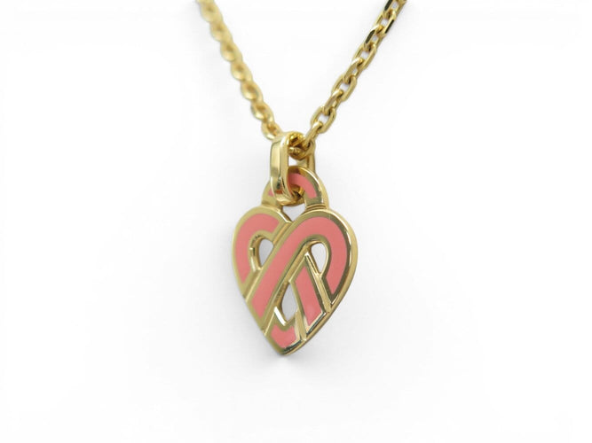 Collier pendentif POIRAY coeur entrelace pm en or rose 18k +chaine 9k boite 58 Facettes 274664