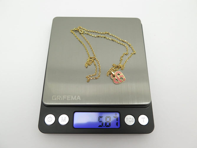 Collier pendentif POIRAY coeur entrelace pm en or rose 18k +chaine 9k boite 58 Facettes 274664