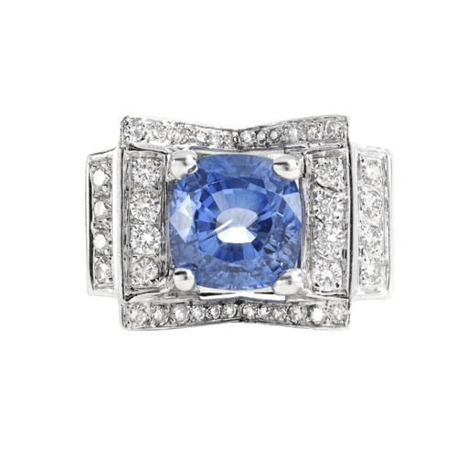 Bague 56 Bague en or blanc, saphir et diamants 58 Facettes 61100163