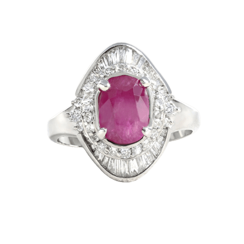 Bague 60 Bague entourage en or blanc, rubis et diamants 58 Facettes 61600016