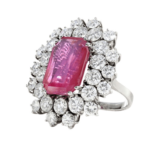Bague 53 Bague Or blanc, Rubis de Birmanie et Diamants 58 Facettes 61100139