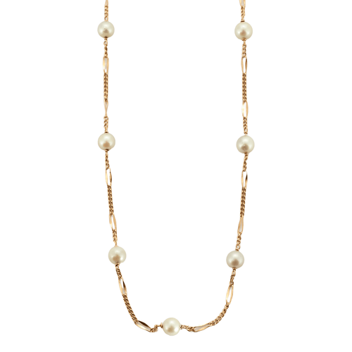 Collier Collier - Chaîne maille Figaro en or jaune perles de culture 58 Facettes BO/230031 RIV