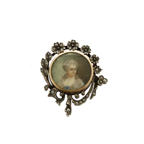Broche portrait en argent et perles 58 Facettes BO/230040
