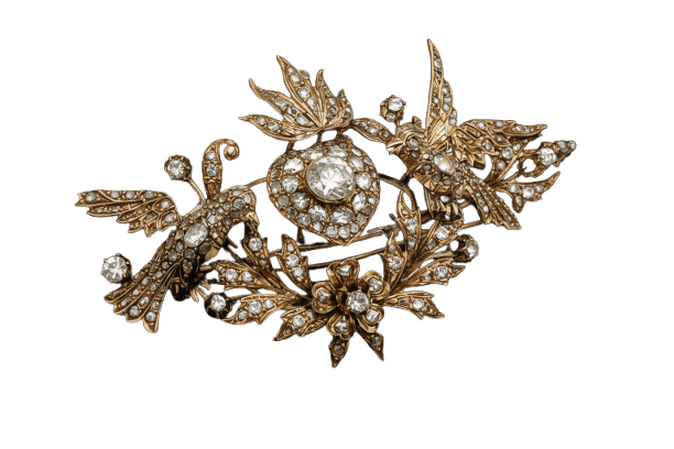 Pendentif Broche-pendentif austro-hongroise en or rose et diamants 58 Facettes