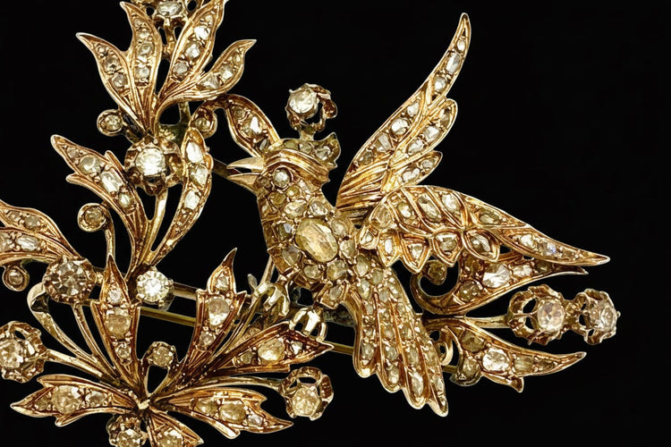 Pendentif Broche-pendentif austro-hongroise en or rose et diamants 58 Facettes