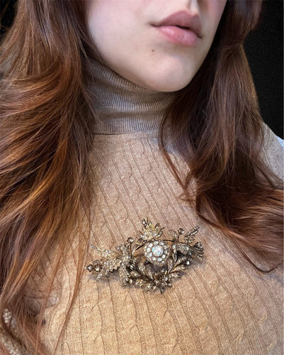 Pendentif Broche-pendentif austro-hongroise en or rose et diamants 58 Facettes