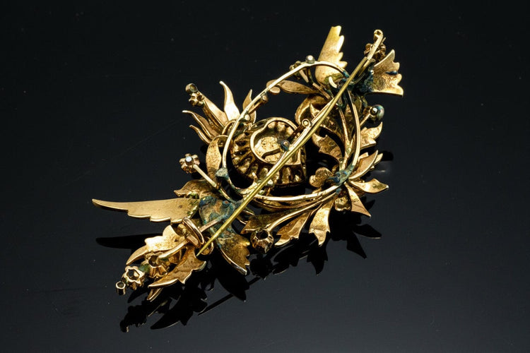 Pendentif Broche-pendentif austro-hongroise en or rose et diamants 58 Facettes