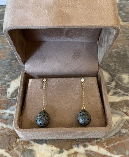 Boucles d'oreilles Boucles d’oreilles gouttes en or jaune 18 carats, saphirs et diamants 58 Facettes BO161