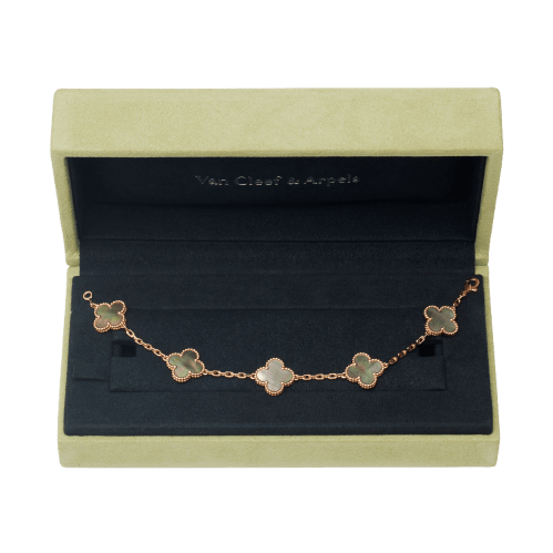 Van Cleef & Arpels Vintage Alhambra - Bracelet 5 motifs en or rose et nacre grise