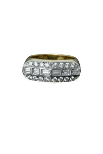 Bague Bague à pont italienne en or jaune et blanc 18 carats et diamants 58 Facettes