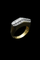 Bague Bague à pont italienne en or jaune et blanc 18 carats et diamants 58 Facettes