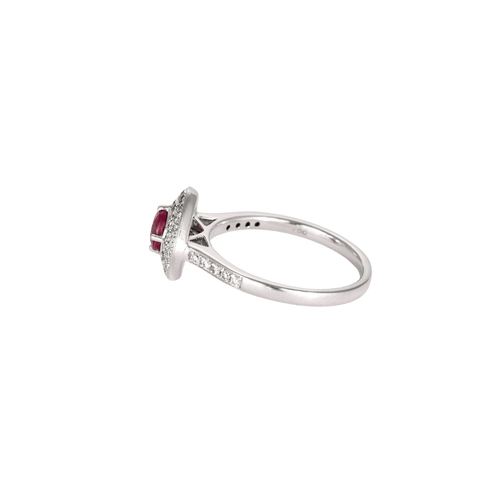 Bague 54 Bague en or blanc, rubis et diamants 58 Facettes BO/240045
