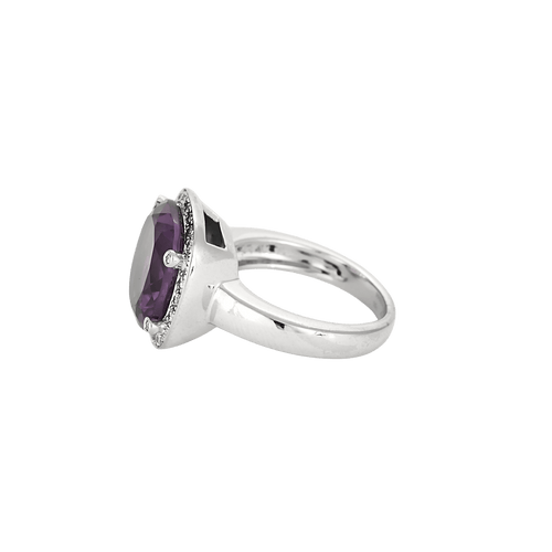 Bague 54 Poiray - Bague Fille Antique en or blanc diamants et améthyste 58 Facettes BO/250029