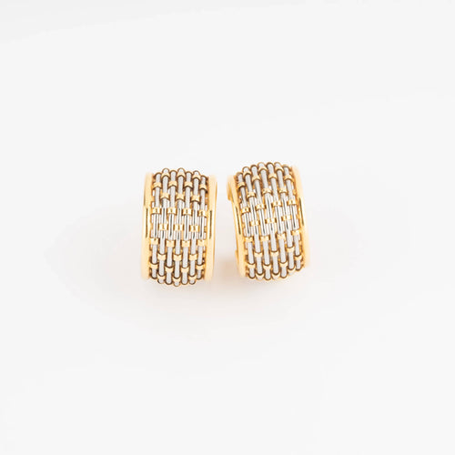 Boucles d'oreilles Cartier - Créoles en or et acier, modèle Vision 58 Facettes 1