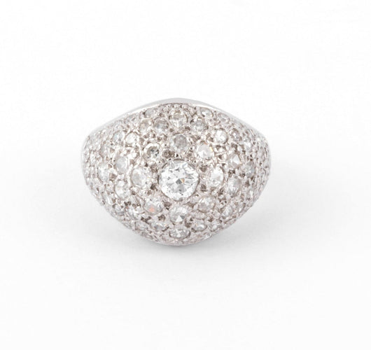 Bague Bague dôme en platine et diamants 58 Facettes