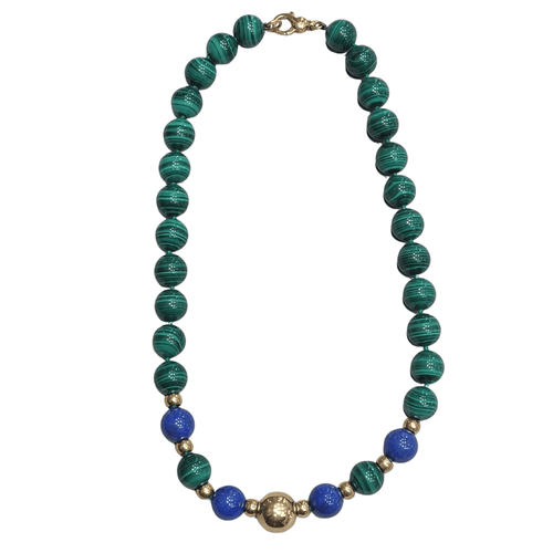 Collier Collier en malachite et lapis-lazuli 58 Facettes COV99