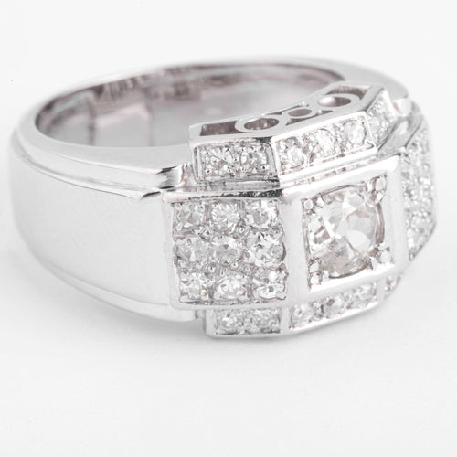 Bague Bague Art déco à gradins en platine et diamants 58 Facettes 1