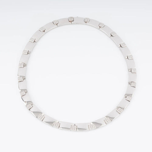 Collier Chaumet - Collier articulé en or gris 18k et diamants 58 Facettes 1