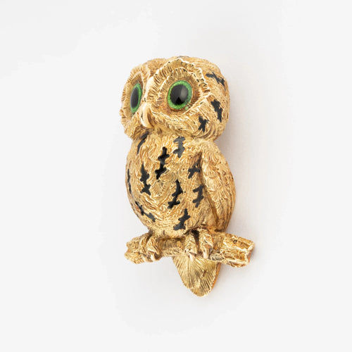 Broche Hermès - Broche Chouette en or jaune 18k 58 Facettes 1