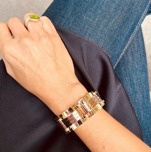 Bracelet Bracelet Tank en or jaune et rose 58 Facettes 1