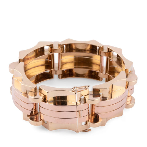 Bracelet Bracelet Tank en or jaune et rose 58 Facettes 1